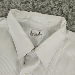 VTG Rothschild Tall & Big 18 1/2 Big Man White Striped Short Sleeve Button Front